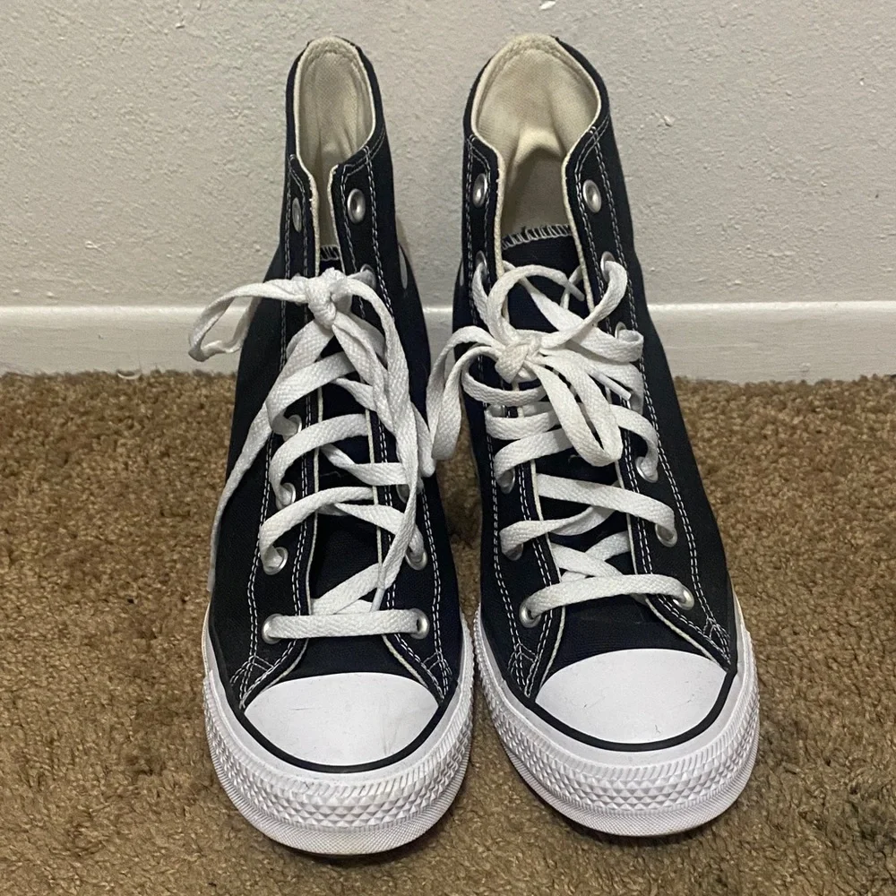 Converse Black and White High-Top Wedge Sneakers - Picture 2 of 4